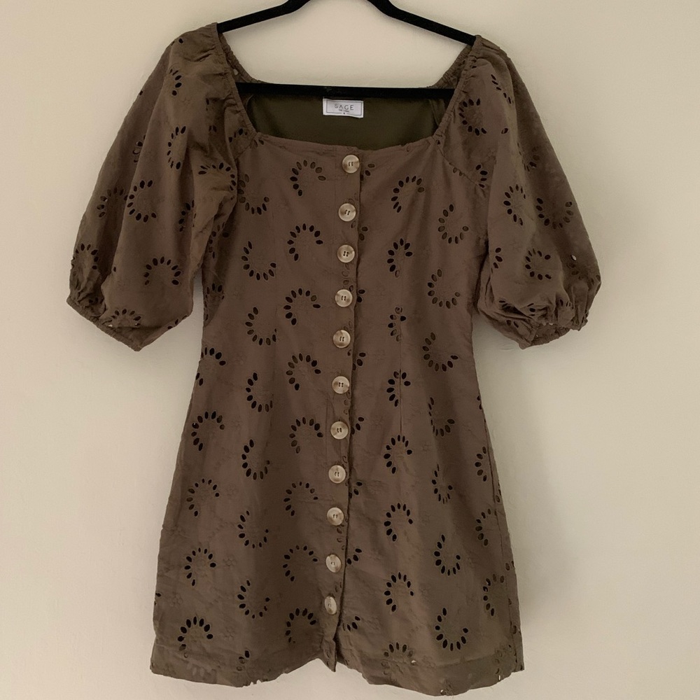 Sage eyelet dress